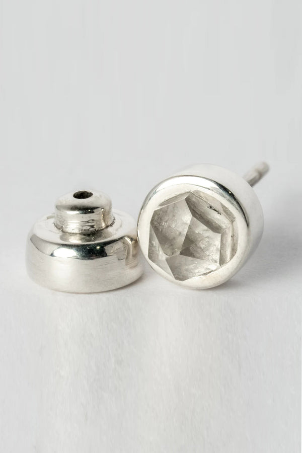 Parts of Four Stud Earrings Collection I Highly Handcrafted Natural Stone PS4-1935-4-PA+HER-PGCY 7mm Polished Sterling Silver+Crystal PPOF5